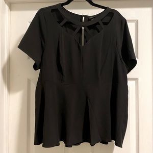 Torrid size 1 black cage neck peplum top